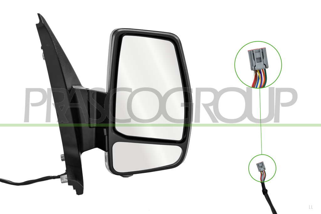 RETROVISORE DESTRO-ELETTRICO-CON PRIMER-TERMICO-CHIUDIBILE-CON FANALE-CONVESSO-8 PINS