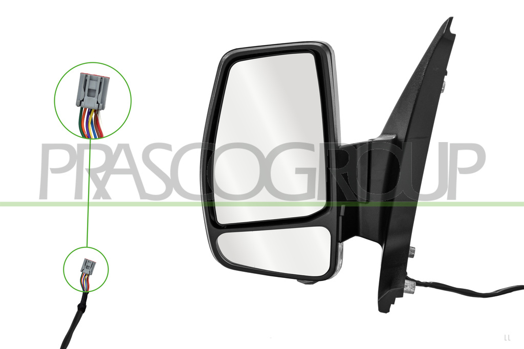 RETROVISORE SINISTRO-ELETTRICO-CON PRIMER-TERMICO-CHIUDIBILE-CON FANALE-CONVESSO-8 PINS