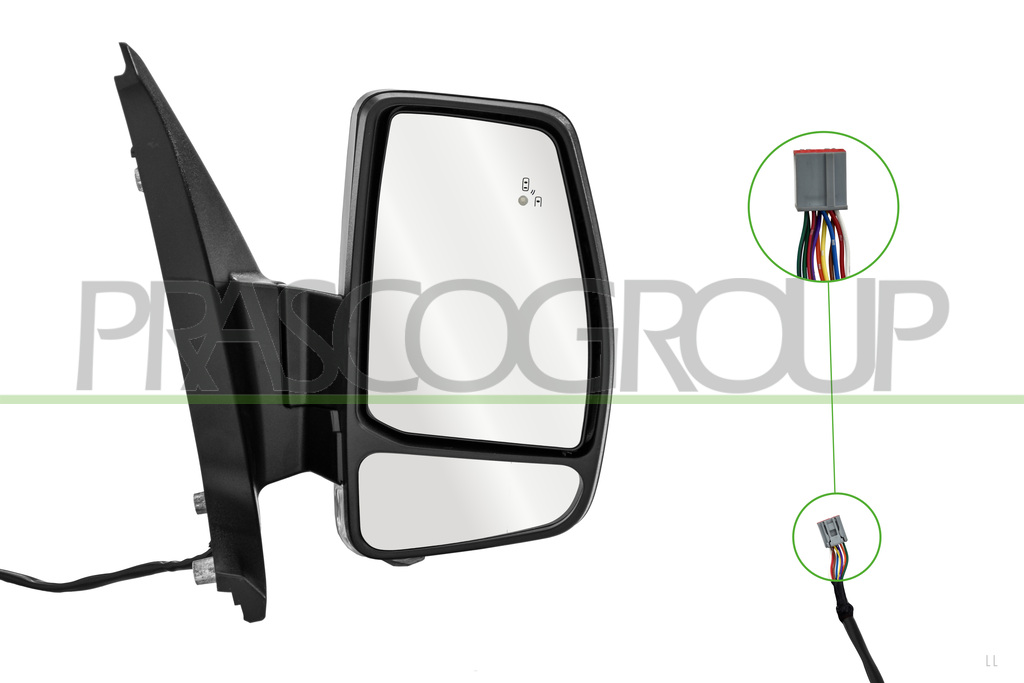 ESPEJO DERECHO-ELECTRICO-IMPRIMADO-TERMICO-ABATIBLE-CON PILOTO-CON BLIS-CONVEXO-10 PINES