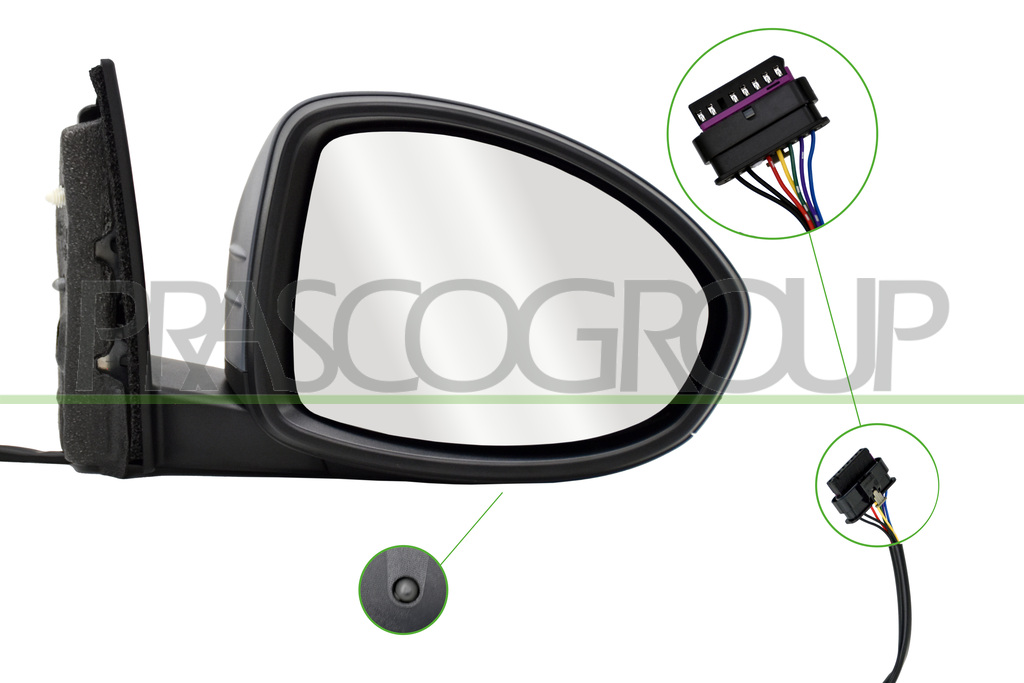 DOOR MIRROR RIGHT-ELECTRIC-PRIMED-HEATED-WITH SENSOR-CONVEX-7 PINS