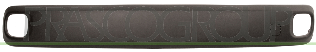 REAR BUMPER MOLDING-CENTRE-BLACK-TEXTURED FINISH-WITH TOW HOOK COVER-WITH CUTTING MARKS FOR PDC