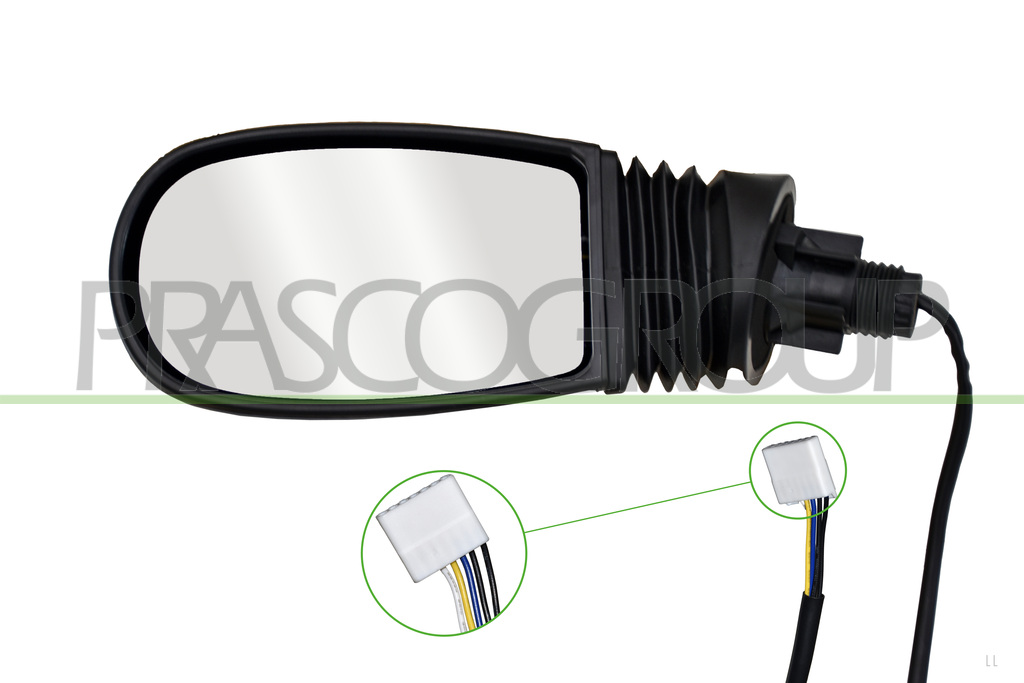 DOOR MIRROR LEFT-ELECTRIC-HEATED-PRIMED-CONVEX-CHROME