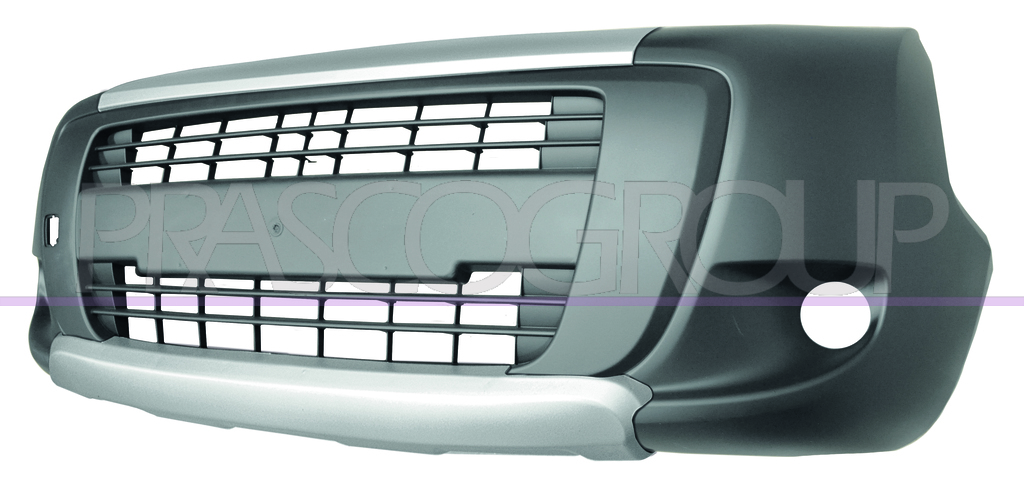 FRONT BUMPER-BLACK-WITH FOG LAMHOLES-WITH UPPER AND LOWER BAND SILVER PAINTED MOD. ADVENTURE