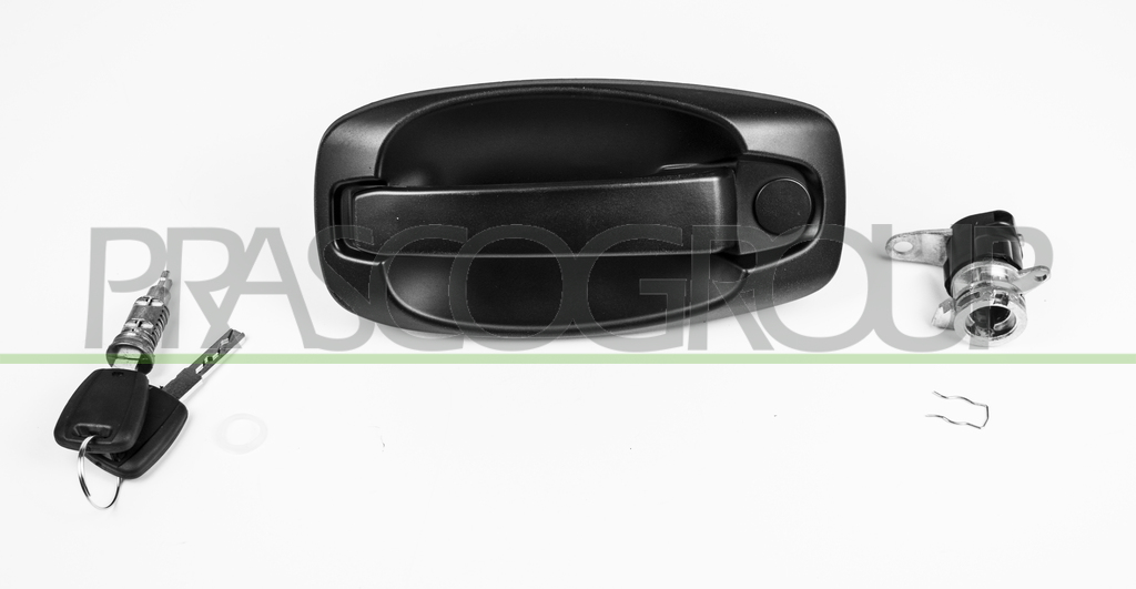 FRONT DOOR HANDLE LEFT-OUTER-BLACK-WITH KEY HOLE-WITH KEYSET