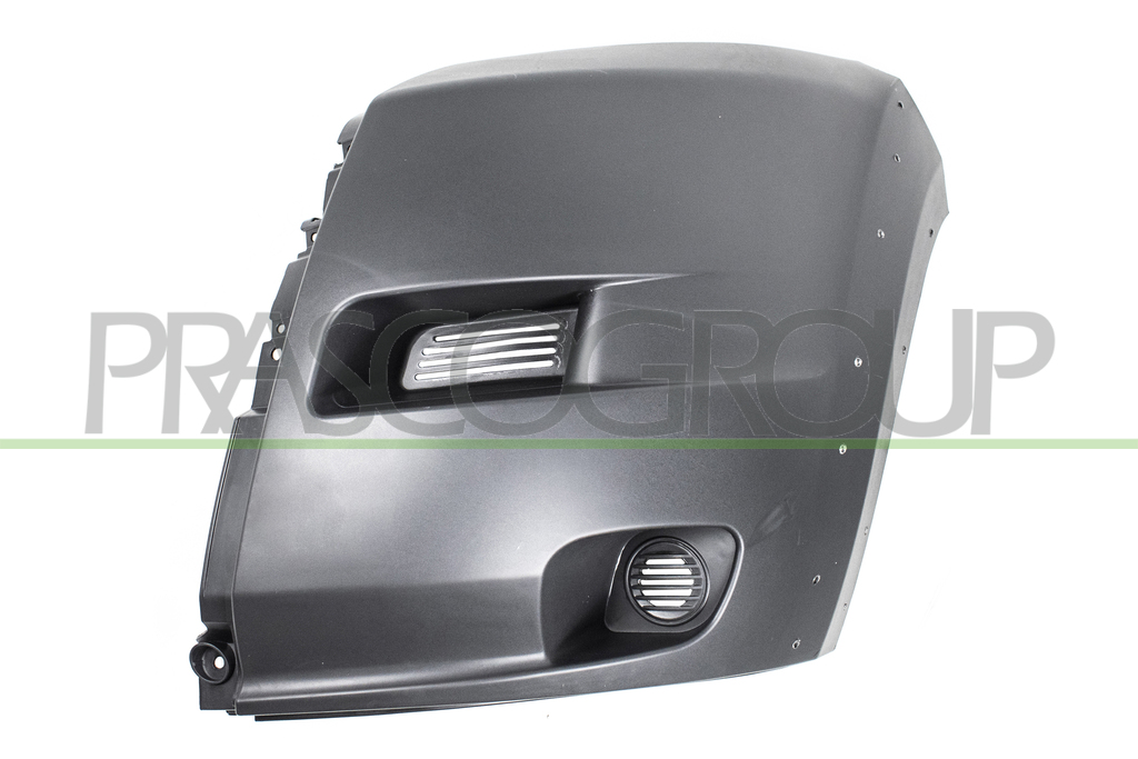 FRONT BUMPER END CUP LEFT-DARK GRAY-TEXTURED FINISH-WITH WING EXTENSION HOLES