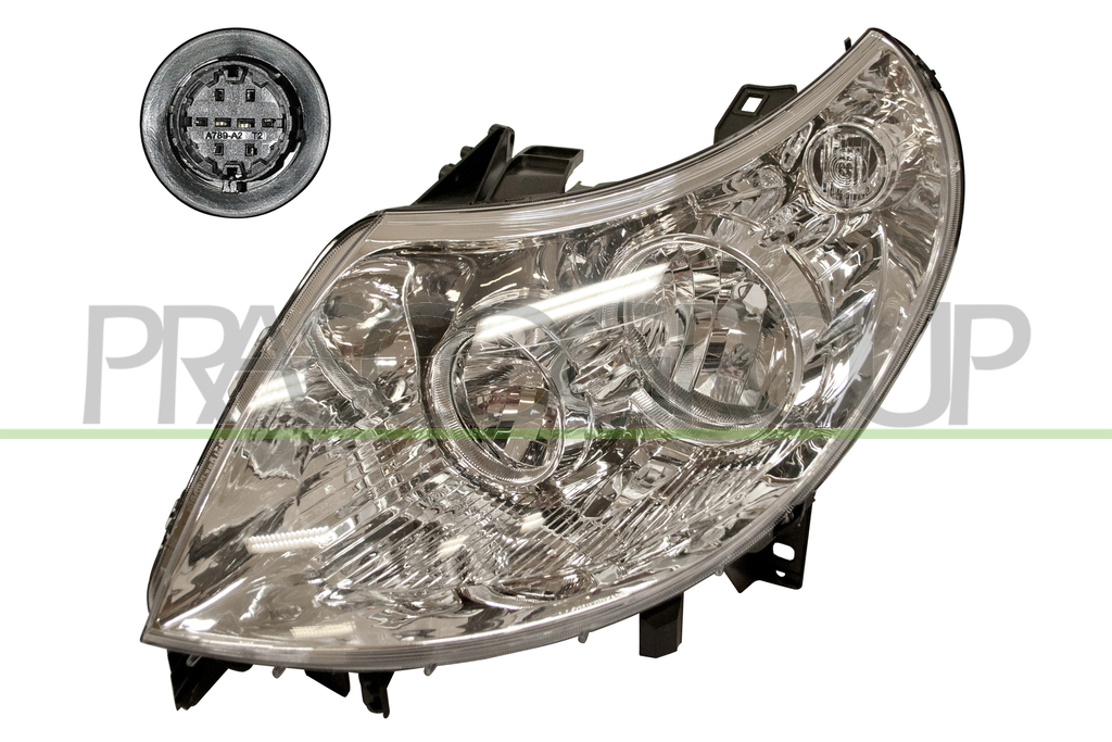 SCHEINWERFER LINKS-H1+H7-MIT LWR-MIT MOTOR-8 PINS MOD. 01/11 >