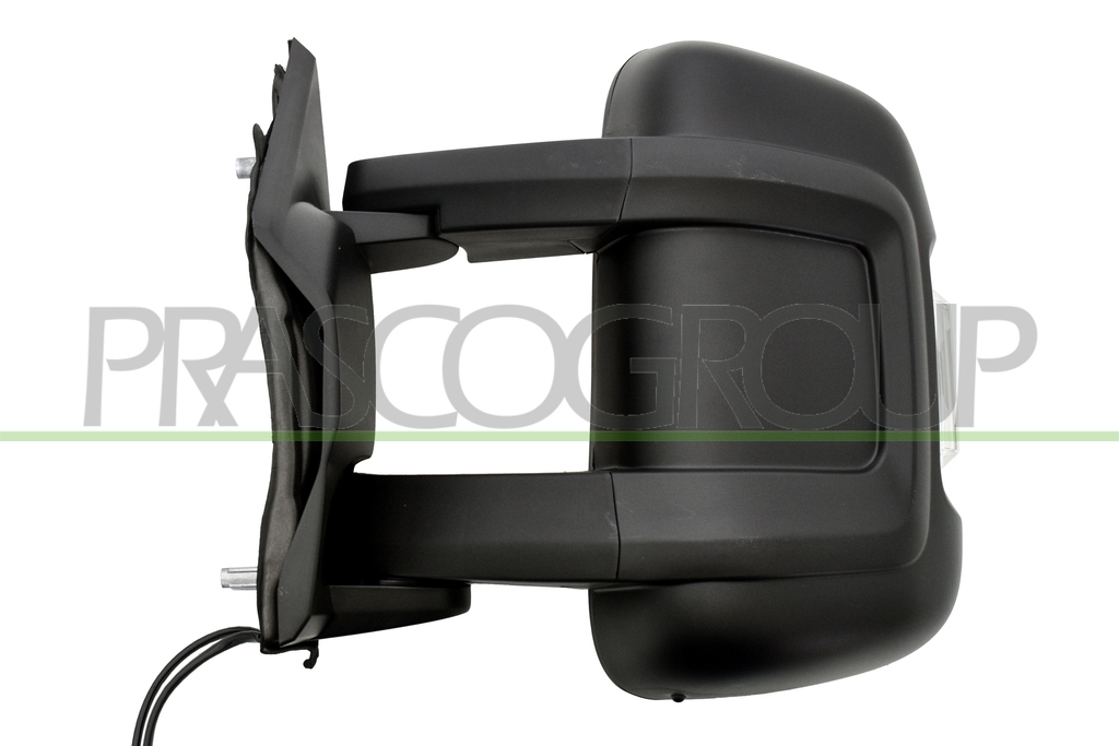 DOOR MIRROR LEFT-MANUAL-BLACK-WITH CLEAR LAMP-WITH SENSOR-CONVEX-MEDIUM ARM-4 PINS