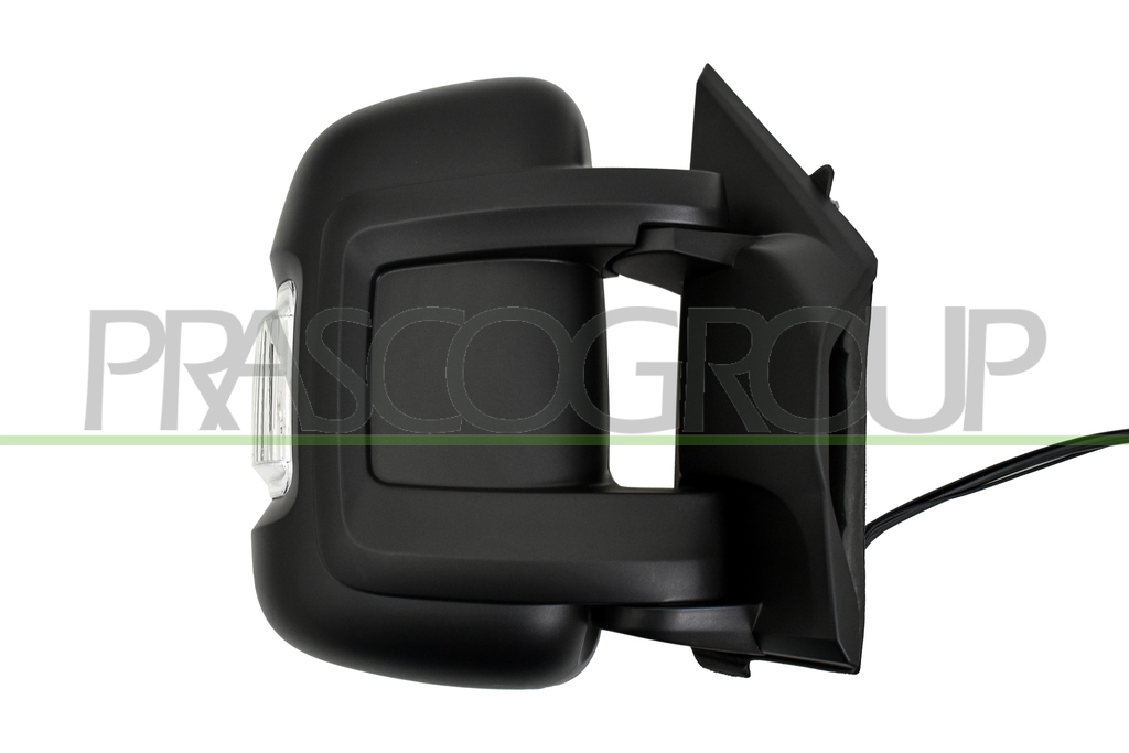 RETROVISORE DESTRO-ELETTRICO-NERO-TERMICO-CON FANALE-CON ANTENNA RADIO-LAMPADINA 5W-BRACCIO CORTO-CONVESSO-9 PINS