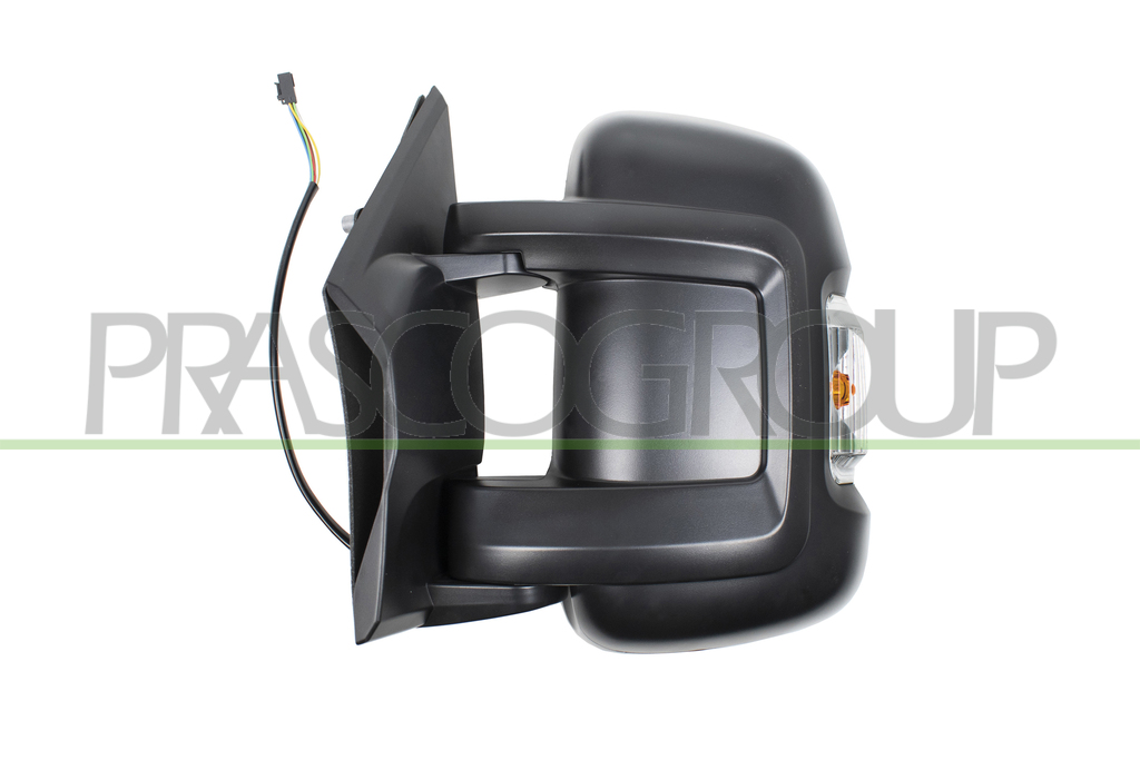 DOOR MIRROR LEFT-ELECTRIC-BLACK-HEATED-WITH LAMP-SHORT ARM-16W LAMP-8 PINS