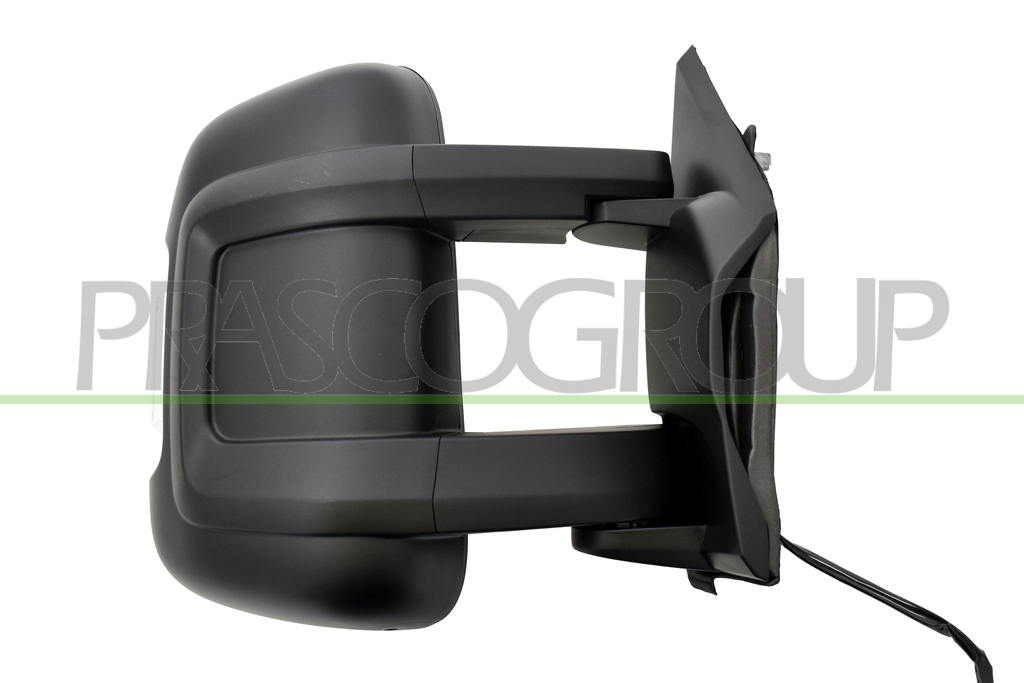 DOOR MIRROR RIGHT-ELECTRIC-BLACK-HEATED-WITH CLEAR LAMP-CONVEX-MEDIUM ARM-8 PINS