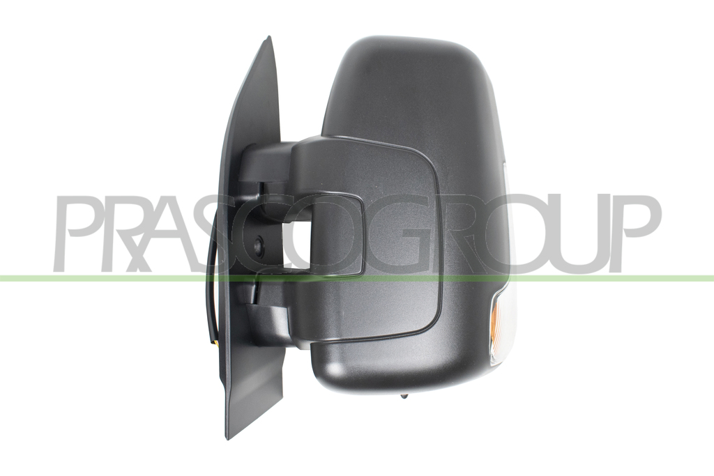 DOOR MIRROR LEFT-MANUAL-BLACK-WITH LAMP-WITH SENSOR-CONVEX-SHORT ARM-4 PINS