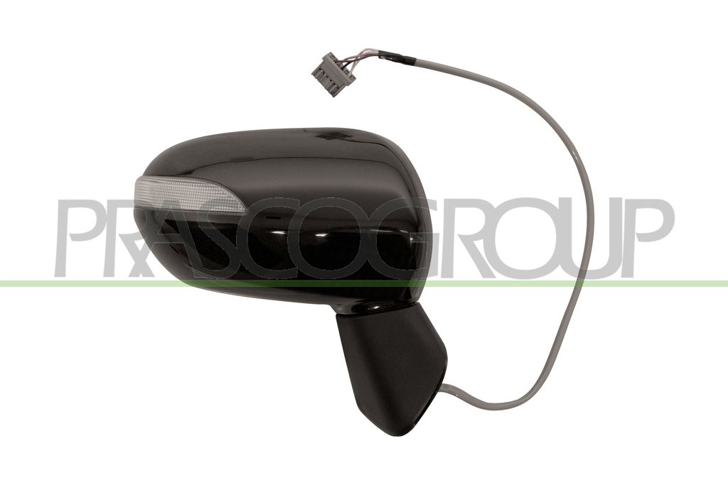 DOOR MIRROR RIGHT-ELECTRIC-BLACK-WITH LAMP-CONVEX