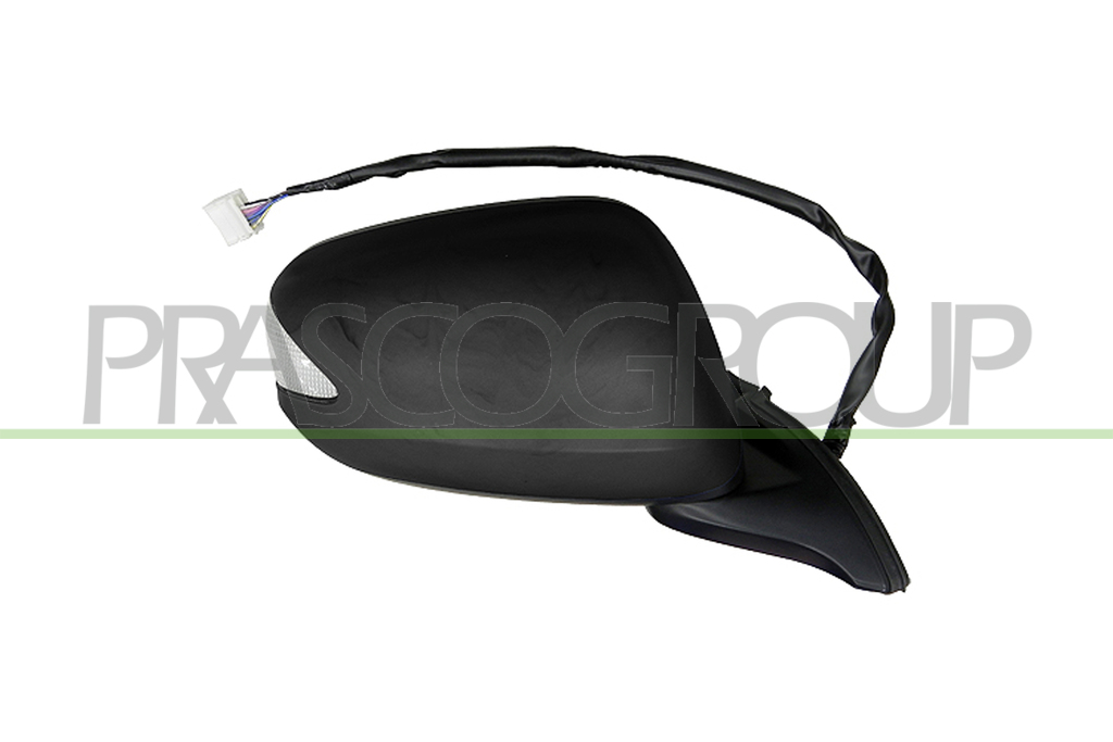 DOOR MIRROR RIGHT-ELECTRIC-BLACK-WITH LAMP-CONVEX/CHROME