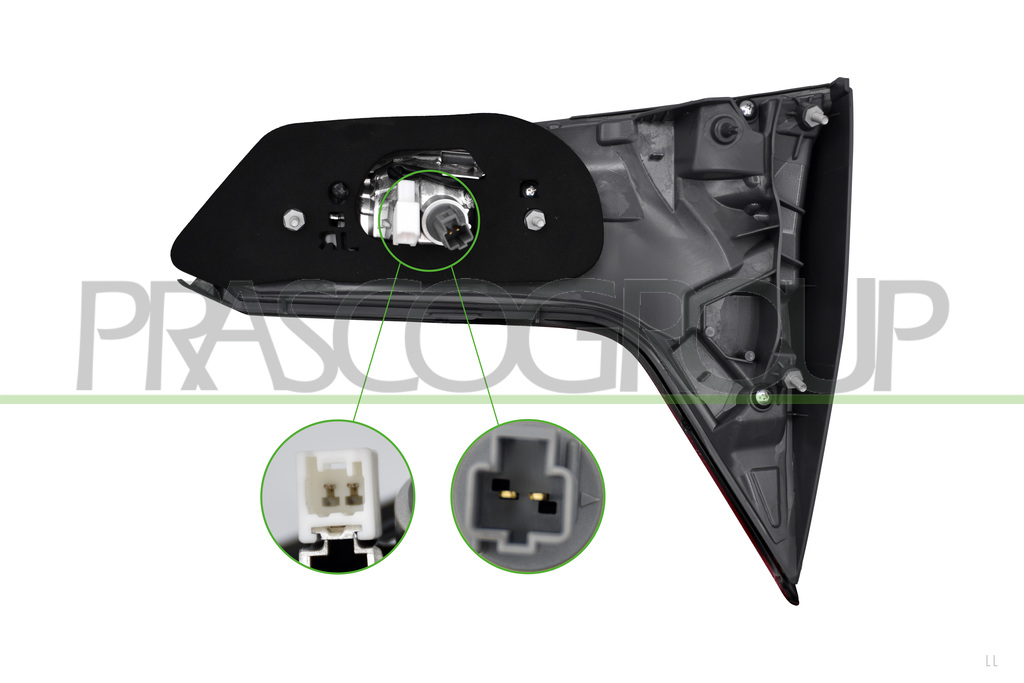 HECKLEUCHTE LINKS INNEN MIT FASSUNG-MIT DUNKLER BASIS-LED