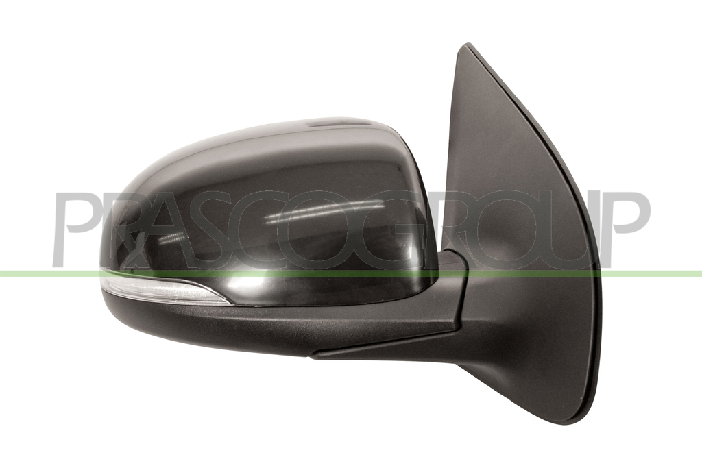DOOR MIRROR RIGHT-ELECTRIC-BLACK-WITH LAMP-CONVEX-CHROME