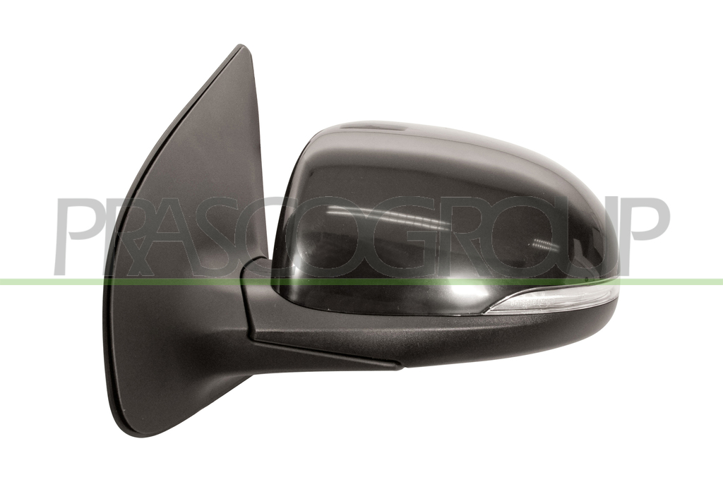 DOOR MIRROR LEFT-ELECTRIC-BLACK-WITH LAMP-CONVEX-CHROME