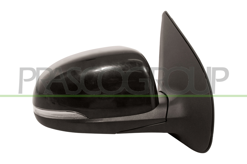 DOOR MIRROR RIGHT-ELECTRIC-BLACK-WITH LAMP-FOLDABLE-CONVEX-CHROME
