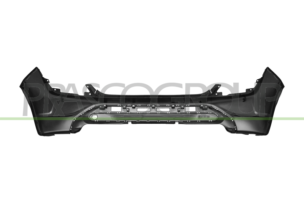 REAR BUMPER-BLACK-SMOOTH-FINISH TO BE PRIMED-WITH CUTTING MARKS FOR SENSORS