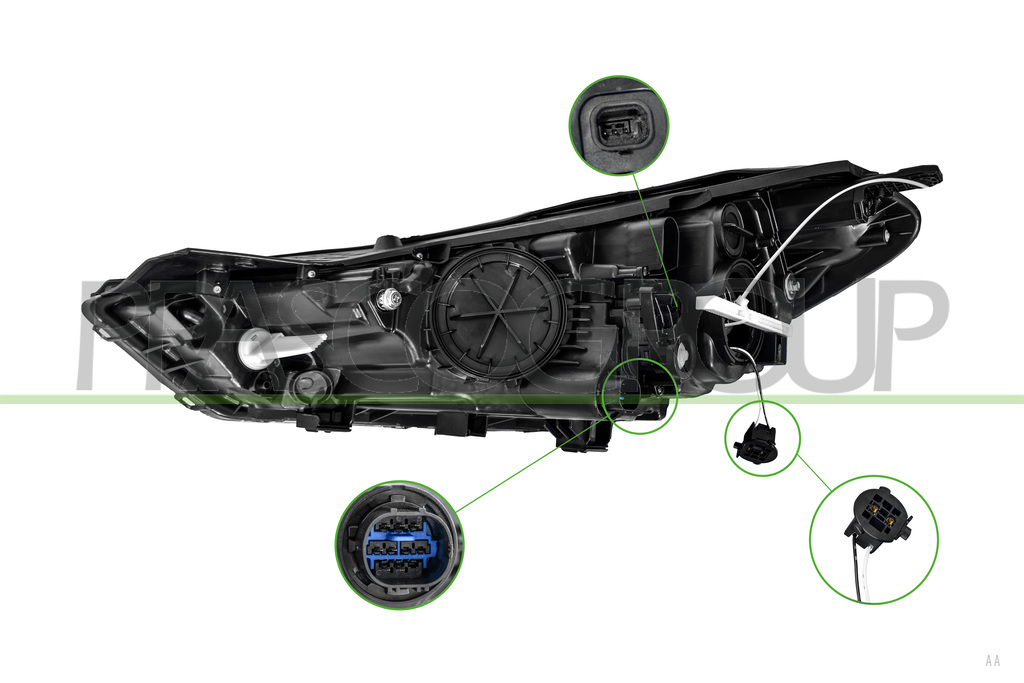 HEADLAMP RIGHT H7+H7 ELECTRIC-WITH MOTOR-WITH LED