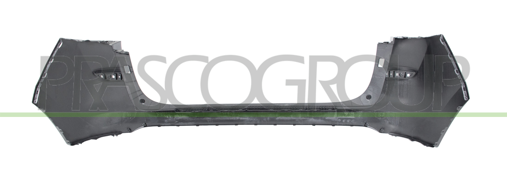 REAR BUMPER-BLACK-SMOOTH-FINISH TO BE PRIMED-WITH CUTTING MARKS FOR PDC
