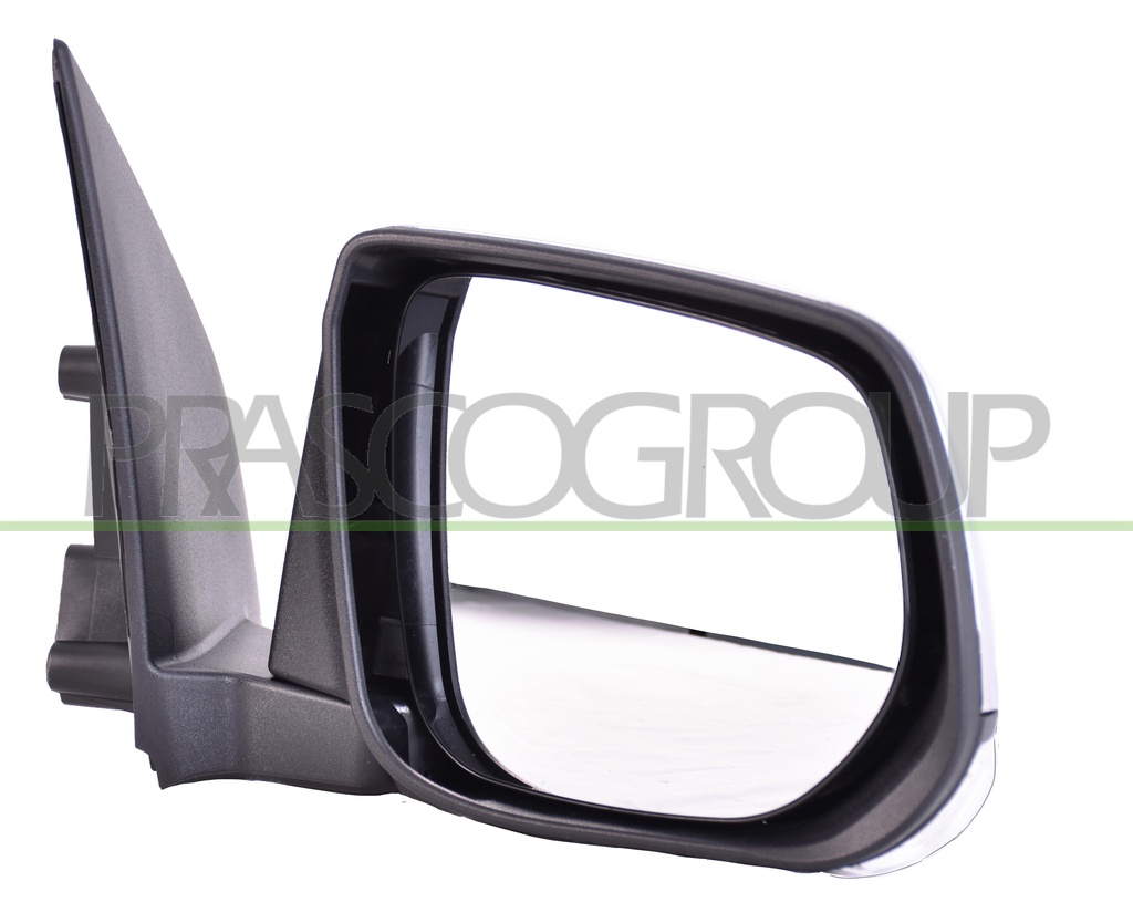 DOOR MIRROR RIGHT-ELECTRIC-BLACK-WITH LAMP-CONVEX-CHROME-WITH CHROME COVER