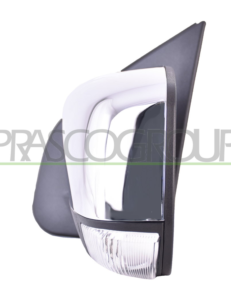 RETROVISORE SINISTRO-ELETTRICO-NERO-CON FANALE-CONVESSO-CON CALOTTA CROMATA
