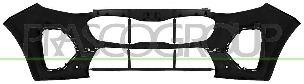 FRONT BUMPER-BLACK-SMOOTH-FINISH TO BE PRIMED-WITH PDC HOLE+SENSOR HOLDERS-WITH CUTTING MARKS FOR PARK ASSIST