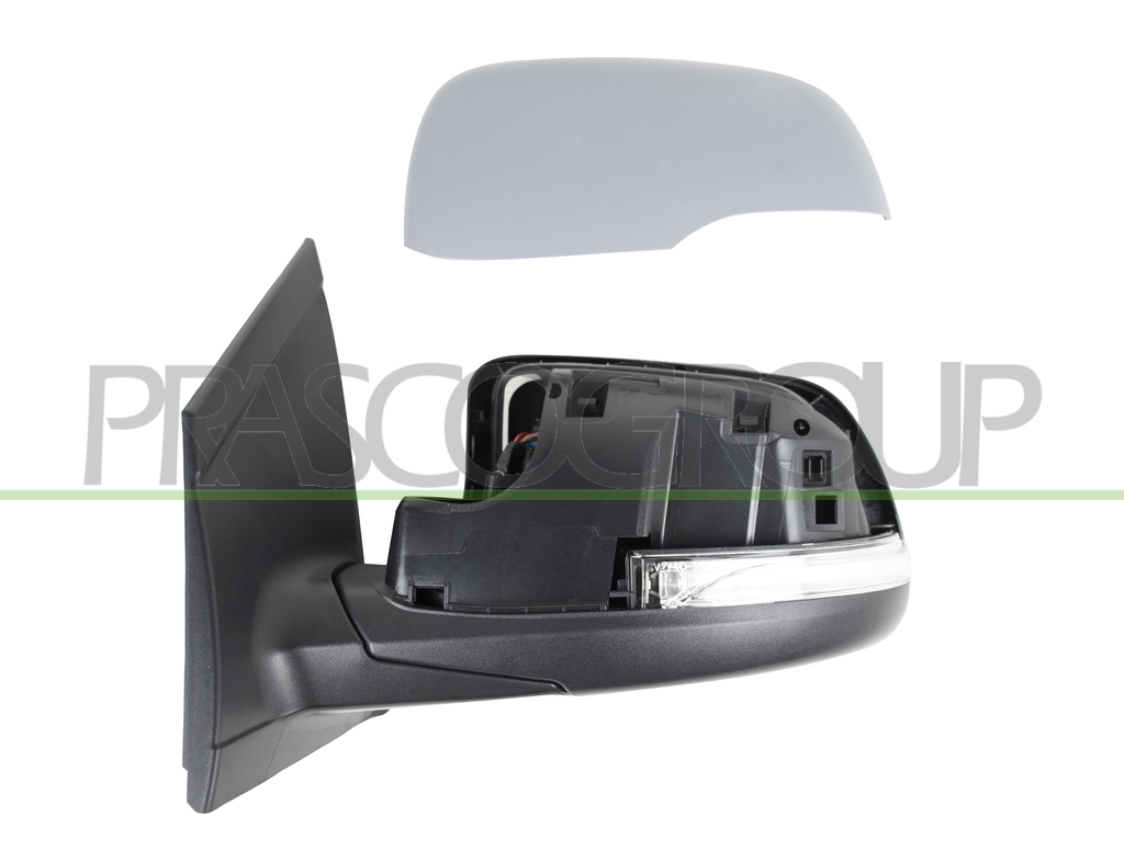 DOOR MIRROR LEFT-ELECTRIC-PRIMED-HEATED-FOLDABLE-WITH LAMP-CONVEX
