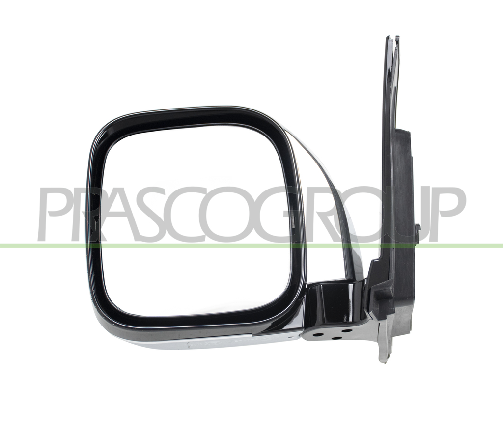 DOOR MIRROR LEFT-MANUAL-BLACK-CONVEX-CHROME-WITH CHROME COVER