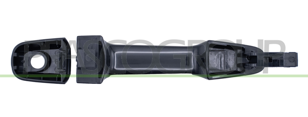 FRONT DOOR HANDLE LEFT-OUTER-BLACK/SMOOTH-WITH KEY HOLE
