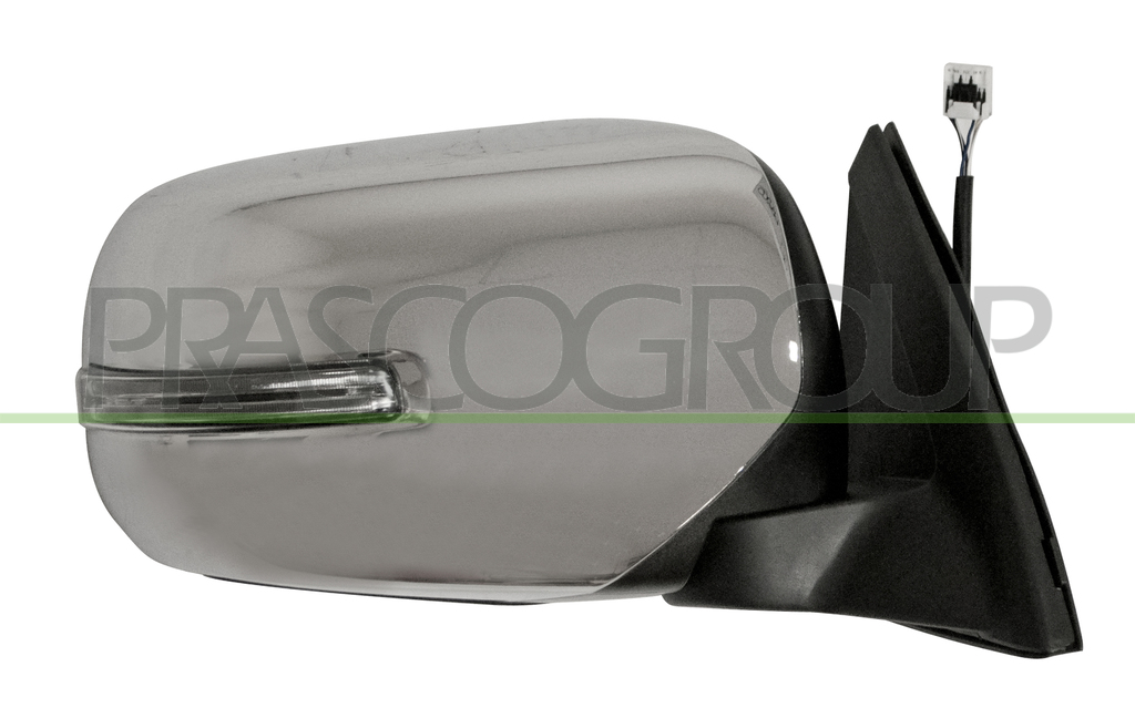 RETROVISEUR DROIT ELECTRIQUE-NOIR-AVEC FEU-CONVEXE/CHROME'-AVEC COQUILLE CHROMEE