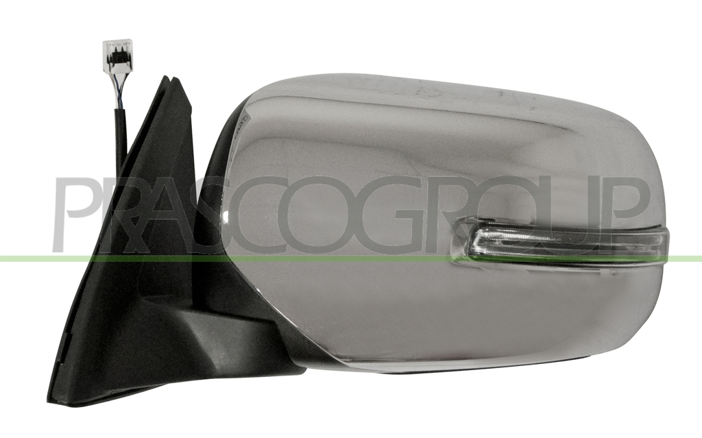 ESPEJO IZQUIERDO-ELECTRICO-NEGRO-CON PILOTO-CONVEXO/CROMADO-CON CARCASA CROMADA