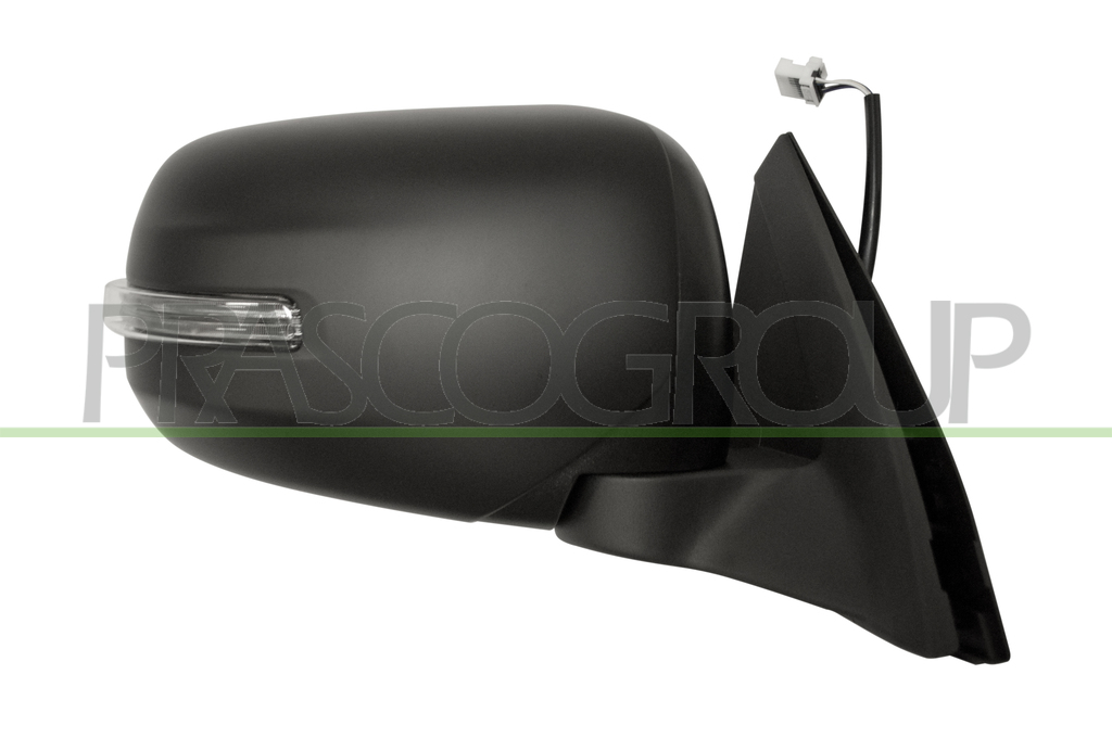 DOOR MIRROR RIGHT-ELECTRIC-BLACK-WITH LAMP-CONVEX-CHROME