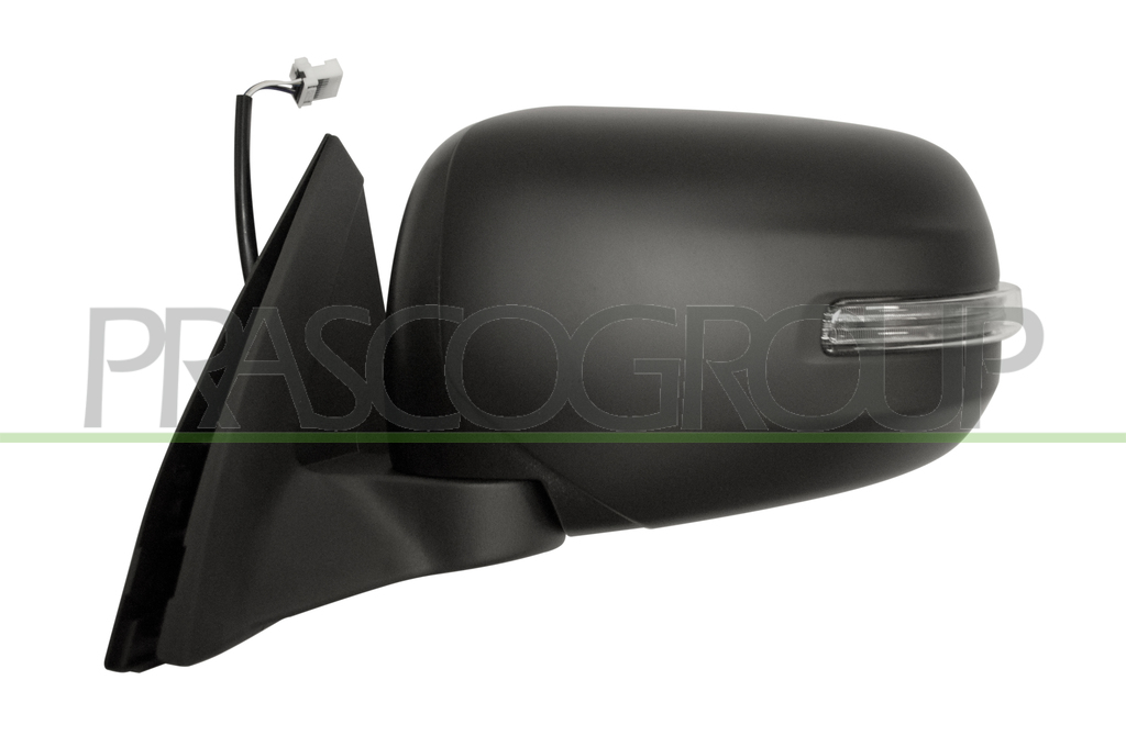 DOOR MIRROR LEFT-ELECTRIC-BLACK-WITH LAMP-CONVEX-CHROME