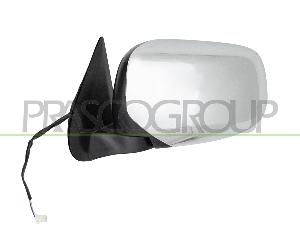 DOOR MIRROR LEFT-ELECTRIC-BLACK-CONVEX-CHROME-WITH CHROME COVER