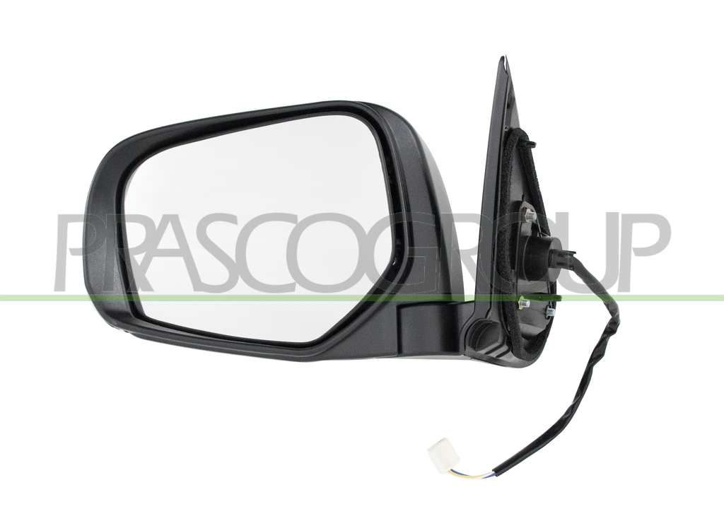DOOR MIRROR LEFT-ELECTRIC-BLACK-CONVEX-CHROME-WITH CHROME COVER