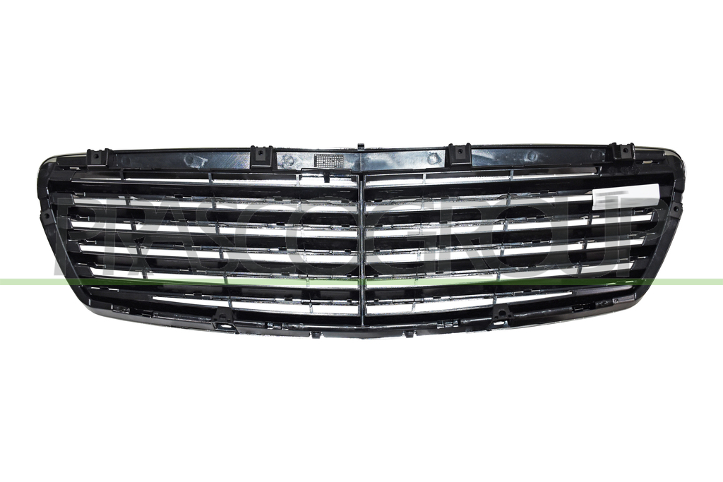 RADIATOR GRILLE-COMPLETE-BLACK-PAINTED-WITH CHROME FRAME AND MOLDINGS