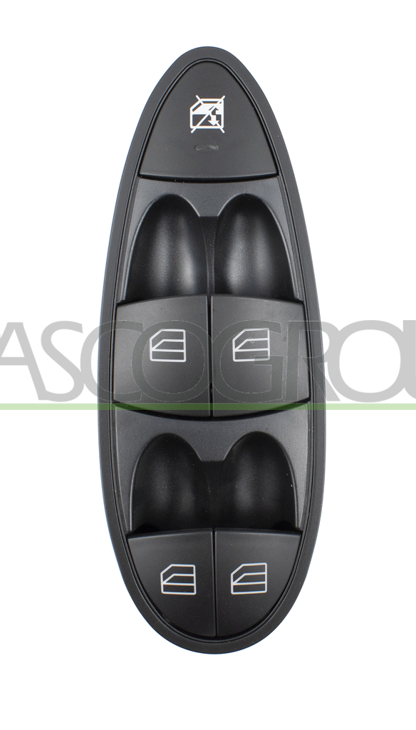 FRONT DOOR LEFT WINDOW REGULATOR PUSH-BUTTON PANEL-BLACK-WITH BLACK RIM-4 SWITCHES-3 PINS