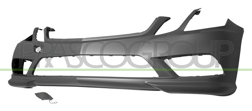 FRONT BUMPER-PRIMED-WITH TOW HOOK COVER-WITH CUTTING MARKS FOR PDC, PARK ASSIST AND HEADLAMP WASHERS MOD. AMG