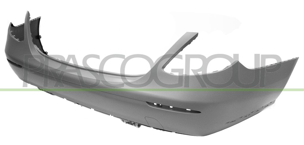 REAR BUMPER-PRIMED-WITH TOW HOOK COVER-WITH MOLDING HOLES-WITH SENSOR CUTTING MARKS PDC AND PARK ASSIST MOD. 4 DOOR LUXURY