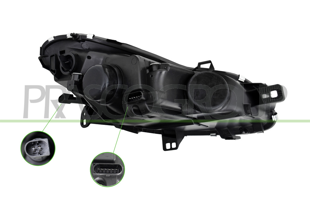 HEADLAMP LEFT H7+H7-ELECTRIC-WITH MOTOR-BLACK