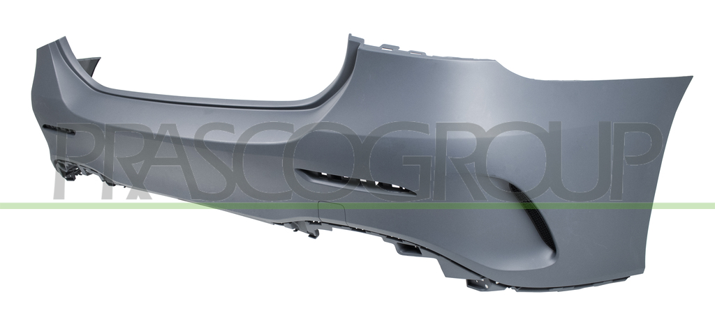 REAR BUMPER-PRIMED-WITH TOW HOOK COVER-WITH CUTTING MARKS FOR PDC AND PARK ASSIST MOD. AMG
