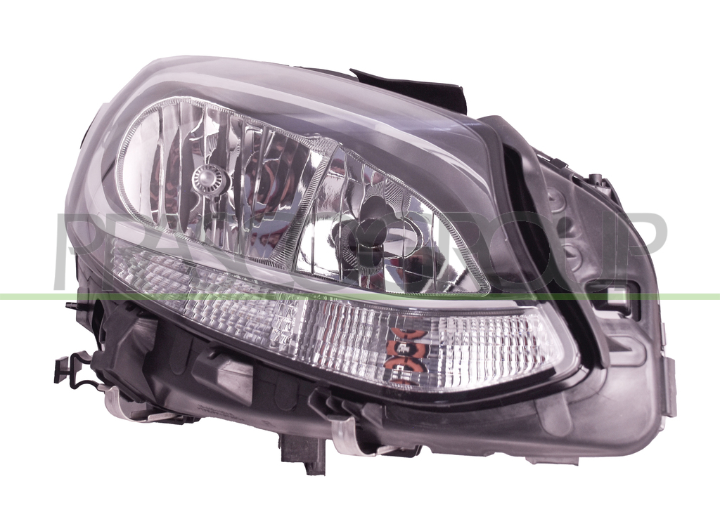 PROIETTORE DESTRO H7+H7-ELETTRICO-CON MOTORE-CON LUCE DIURNA-NERO-LED