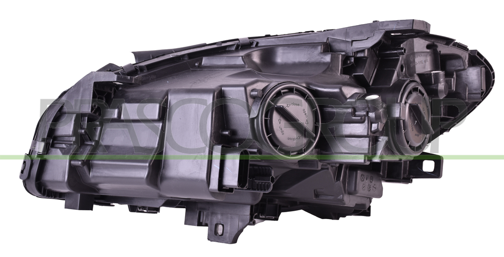 PROIETTORE DESTRO H7+H7-ELETTRICO-CON MOTORE-CON LUCE DIURNA-NERO-LED