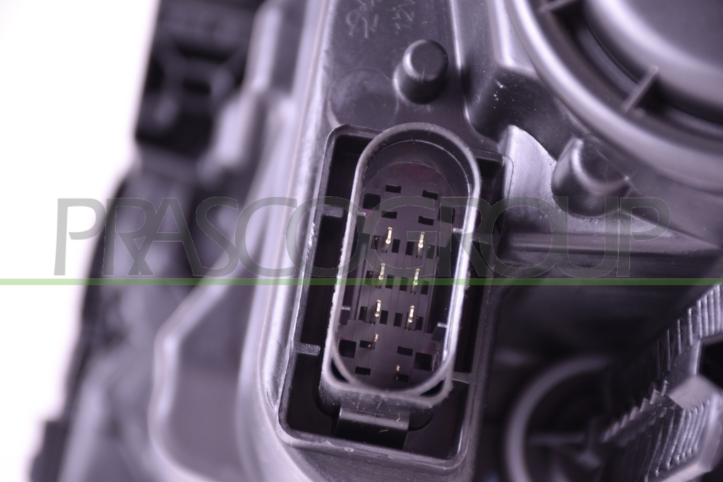 PROIETTORE DESTRO H7+H7-ELETTRICO-CON MOTORE-CON LUCE DIURNA-NERO-LED