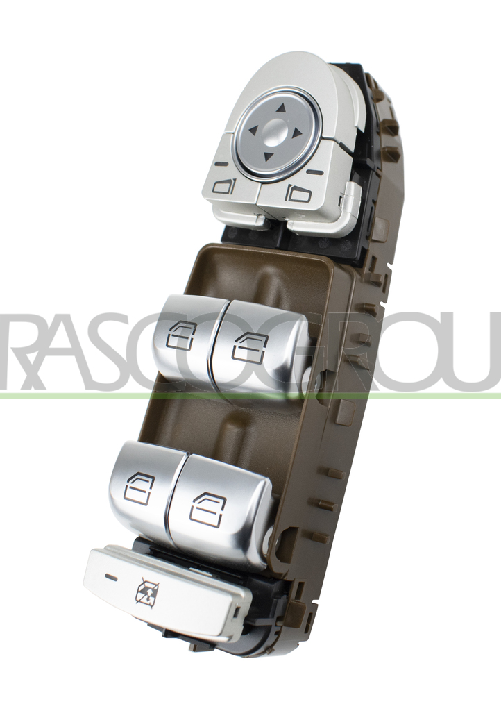 FRONT DOOR LEFT WINDOW REGULATOR PUSH-BUTTON PANEL-BROWN-4 SWITCHES-WITHOUT FOLDABLE MIRROR FUNCTION-18 PINS