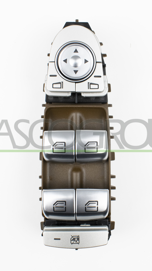 FRONT DOOR LEFT WINDOW REGULATOR PUSH-BUTTON PANEL-BROWN-4 SWITCHES-WITHOUT FOLDABLE MIRROR FUNCTION-18 PINS
