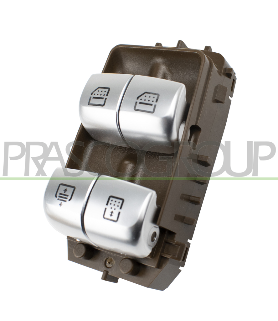 FRONT DOOR RIGHT WINDOW REGULATOR PUSH-BUTTON PANEL-BROWN-2 SWITCHES-WITH REAR SUN PROTECTION FUNCTION-3 PINS