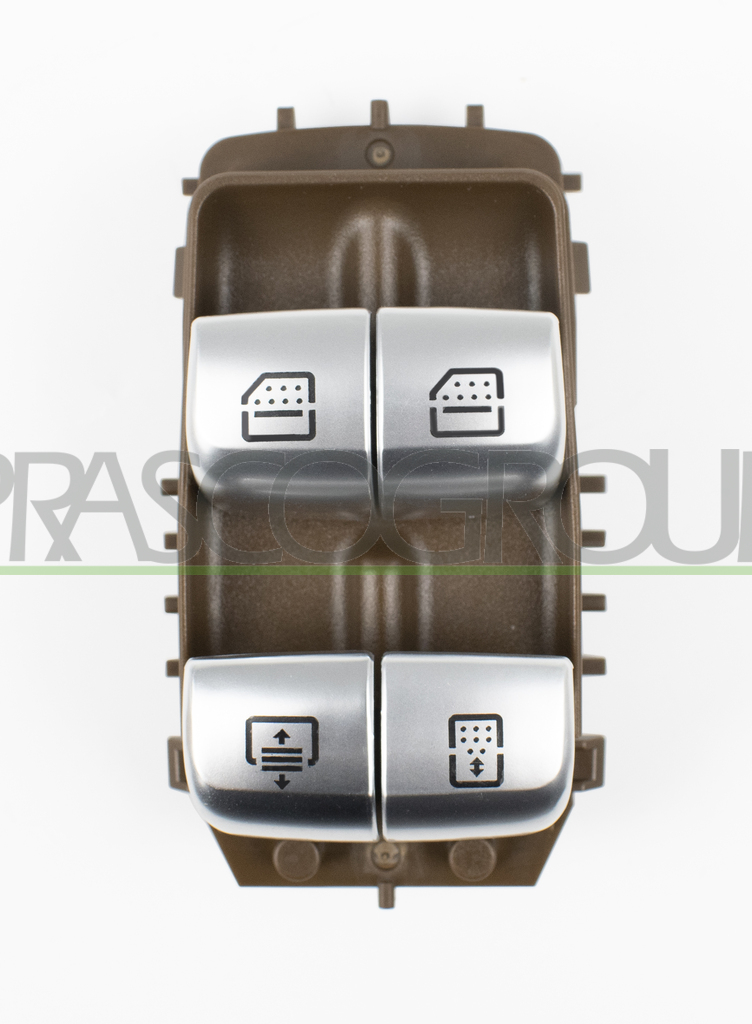 FRONT DOOR RIGHT WINDOW REGULATOR PUSH-BUTTON PANEL-BROWN-2 SWITCHES-WITH REAR SUN PROTECTION FUNCTION-3 PINS