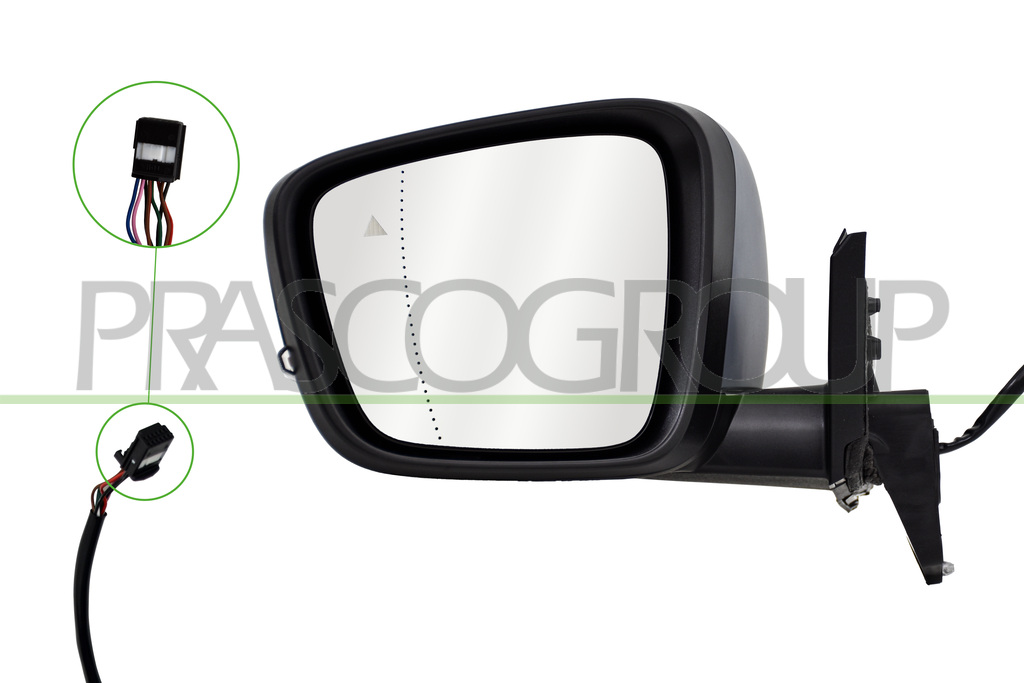 DOOR MIRROR LEFT-ELECTRIC-HEATED-PRIMED-WITH LED LAMP-WITH BLIS-ASPHERICAL-8 PINS